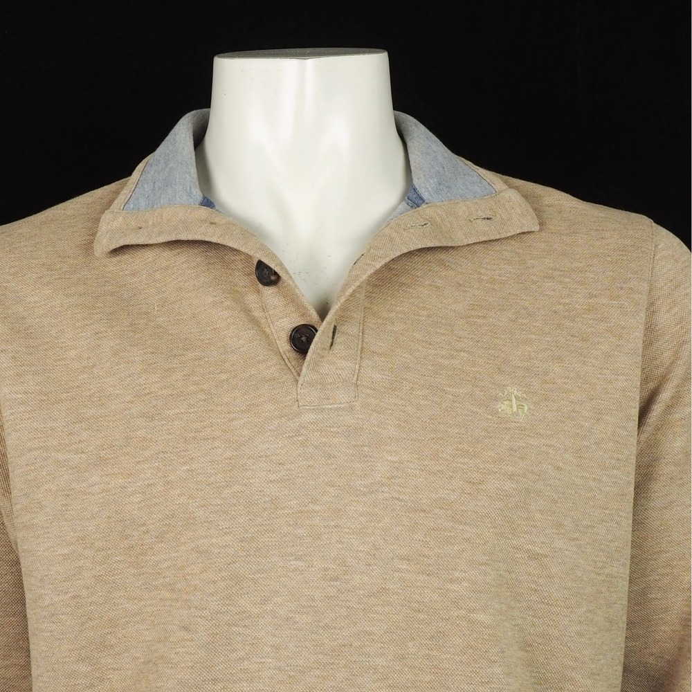 Brooks Brothers Henley Mock Pullover Sweater Mens Medium Brown Cotton Blend - Picture 2 of 3